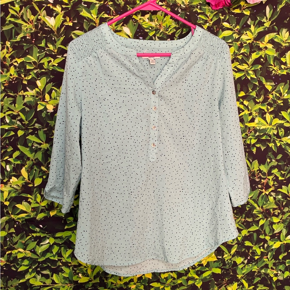 Croft & Barrow Blue Blouse with 3/4 Sleeves